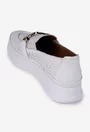 Pantofi dama NUR din piele perforata alba cu ornament