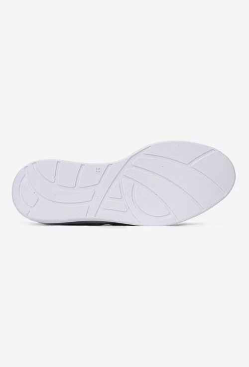 Pantofi dama NUR din piele perforata alba cu ornament