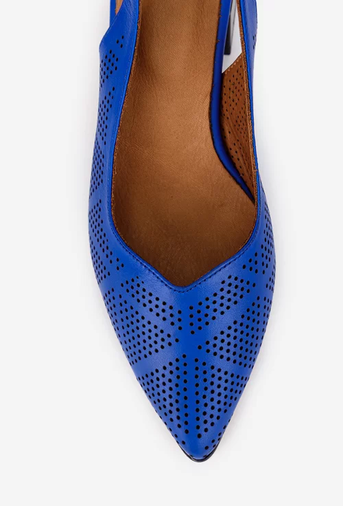 Pantofi dama NUR din piele perforata albastra