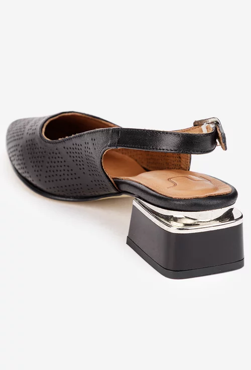 Pantofi dama NUR din piele perforata neagra