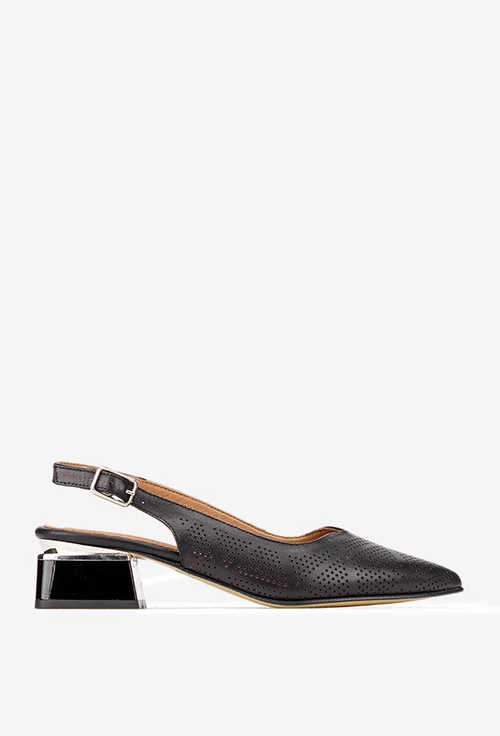 Pantofi dama NUR din piele perforata neagra