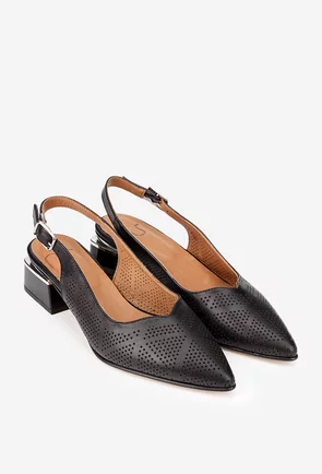 Pantofi dama NUR din piele perforata neagra