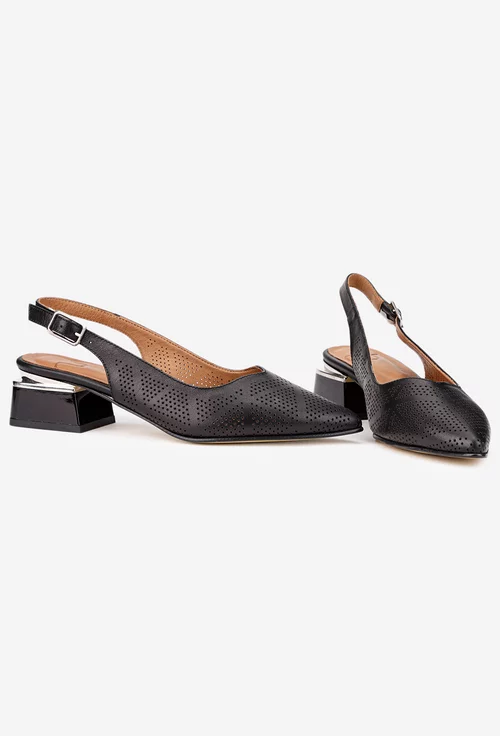 Pantofi dama NUR din piele perforata neagra