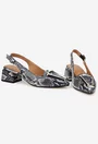 Pantofi dama NUR din piele snake print cu ornament