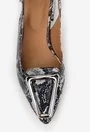 Pantofi dama NUR din piele snake print cu ornament