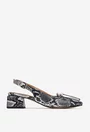 Pantofi dama NUR din piele snake print cu ornament