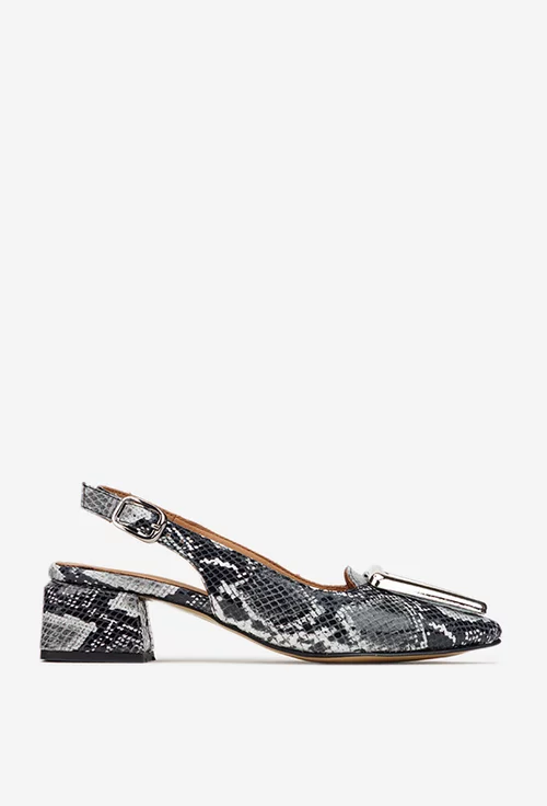 Pantofi dama NUR din piele snake print cu ornament