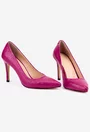 Pantofi dama NUR din piele texturata fuchsia cu toc subtire