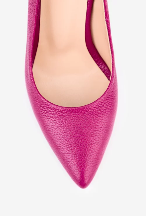 Pantofi dama NUR din piele texturata fuchsia cu toc subtire