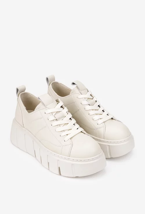 Pantofi dama NUR ecru din piele naturala