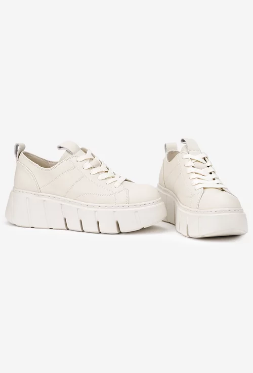 Pantofi dama NUR ecru din piele naturala