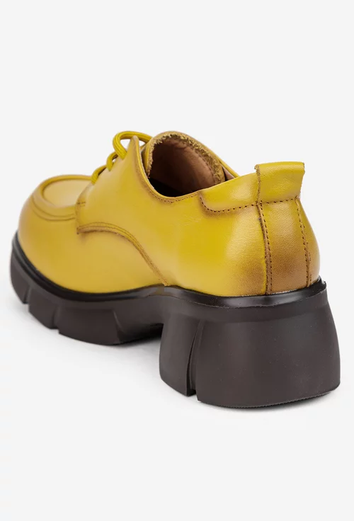 Pantofi dama NUR galben mustar din piele naturala