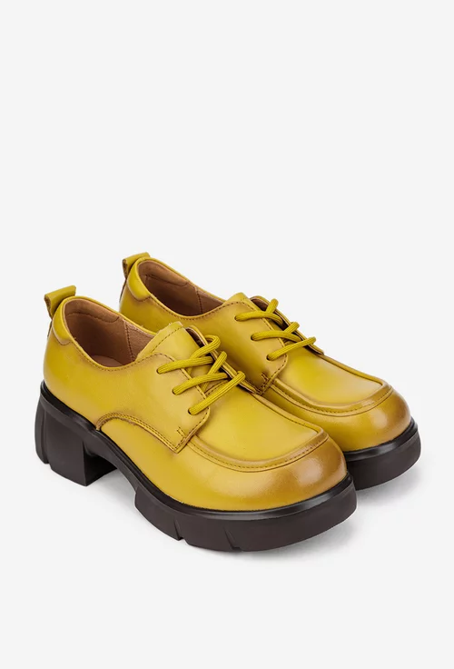 Pantofi dama NUR galben mustar din piele naturala