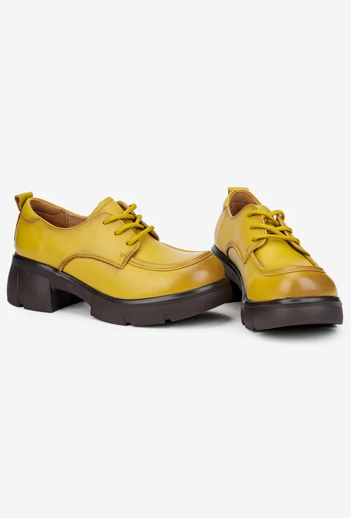 Pantofi dama NUR galben mustar din piele naturala