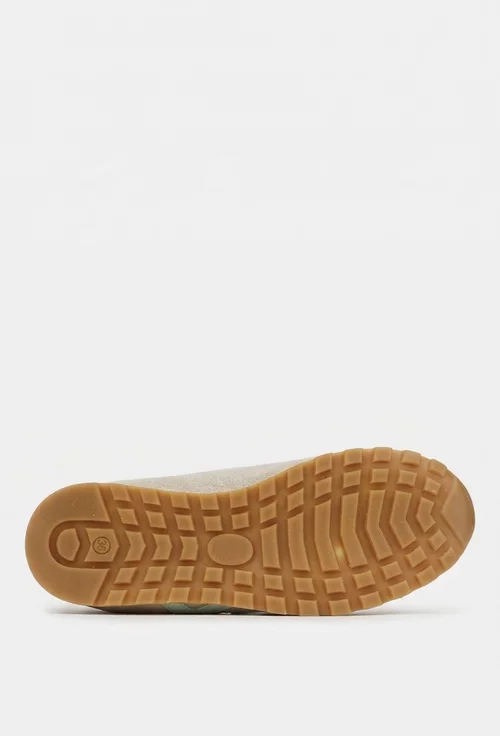 Pantofi dama NUR grej cu verde deschis din piele intoarsa