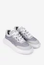Pantofi dama NUR gri cu alb din material textil si piele texturata