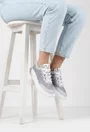 Pantofi dama NUR gri cu alb din material textil si piele texturata