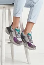 Pantofi dama NUR gri cu mov si verde din piele