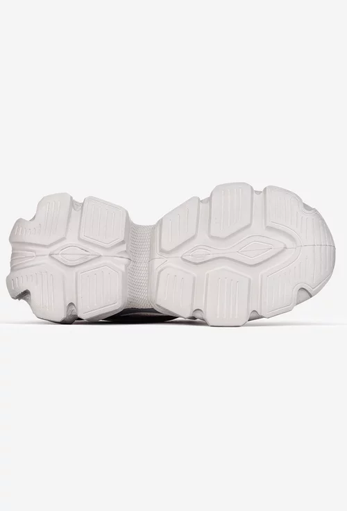 Pantofi dama NUR gri din material textil si piele intoarsa cu detalii colorate