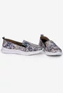 Pantofi dama NUR gri din piele cu imprimeu multicolor