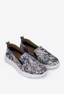 Pantofi dama NUR gri din piele cu imprimeu multicolor