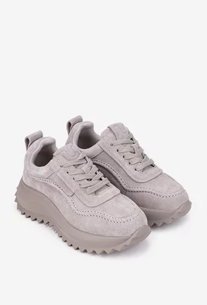 Pantofi dama NUR gri din piele intoarsa