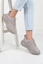 Pantofi dama NUR gri din piele intoarsa