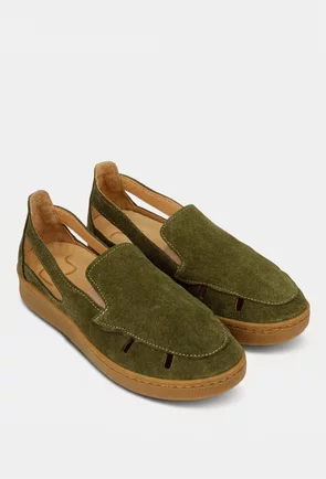 Pantofi dama NUR kaki din piele intoarsa cu decupaje