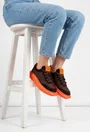 Pantofi dama NUR maro cu portocaliu din material textil si piele intoarsa