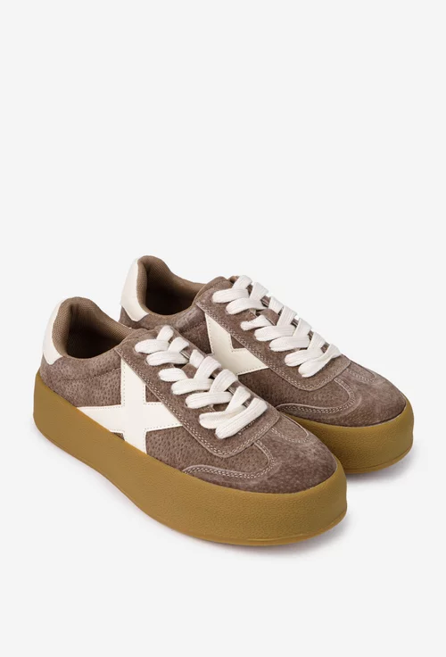 Pantofi dama NUR maro din piele intoarsa