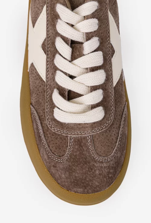 Pantofi dama NUR maro din piele intoarsa