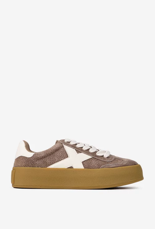 Pantofi dama NUR maro din piele intoarsa