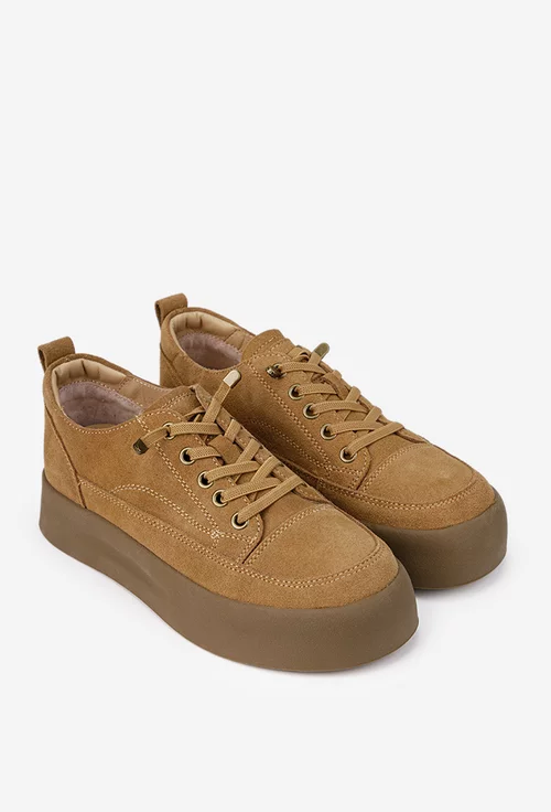 Pantofi dama NUR maro din piele intoarsa