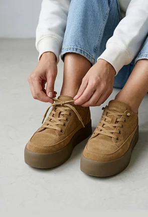 Pantofi dama NUR maro din piele intoarsa