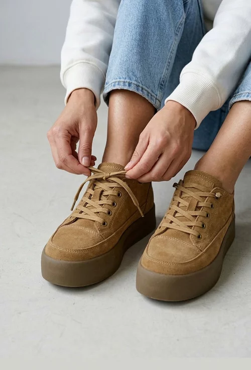 Pantofi dama NUR maro din piele intoarsa