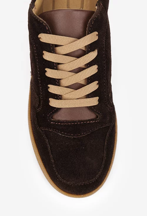 Pantofi dama NUR maro din piele intoarsa