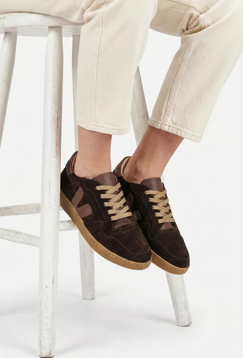 Pantofi dama NUR maro din piele intoarsa