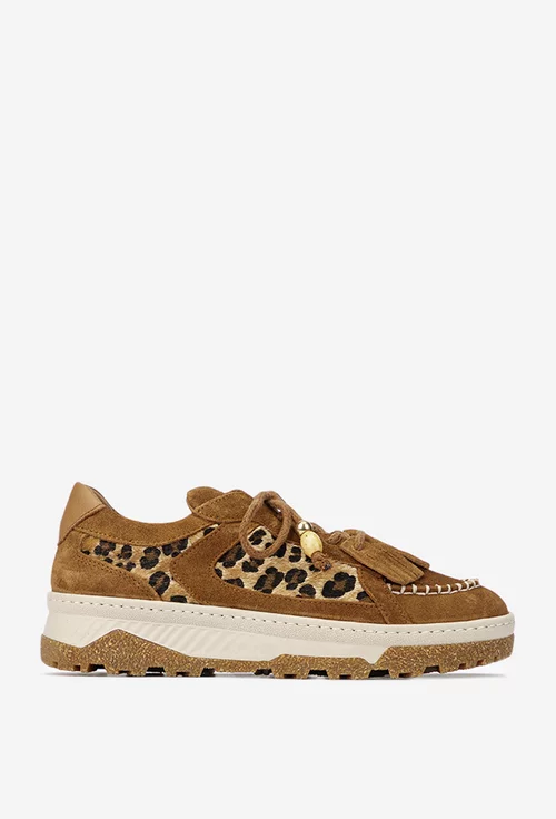 Pantofi dama NUR maro din piele intoarsa si animal print picture - 3