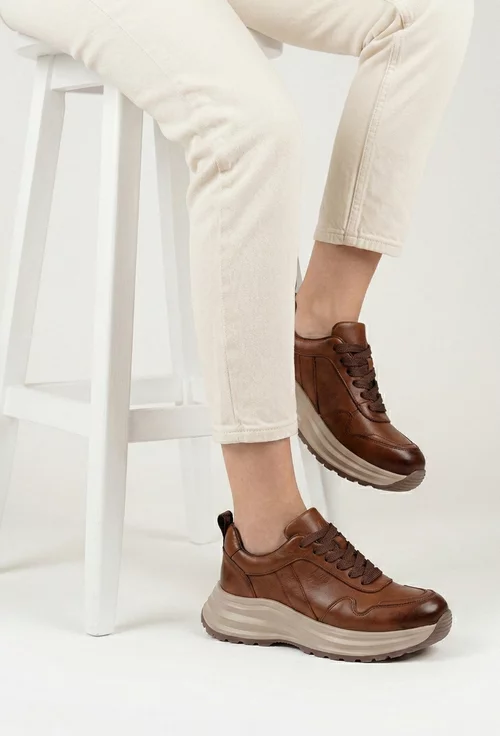 Pantofi dama NUR maro din piele naturala