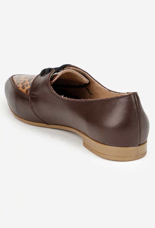 Pantofi dama NUR maro din piele naturala cu model picture - 4