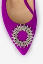 Pantofi dama NUR mov din piele intoarsa cu ornament
