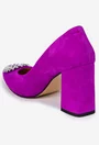 Pantofi dama NUR mov din piele intoarsa cu ornament