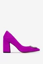 Pantofi dama NUR mov din piele intoarsa cu ornament