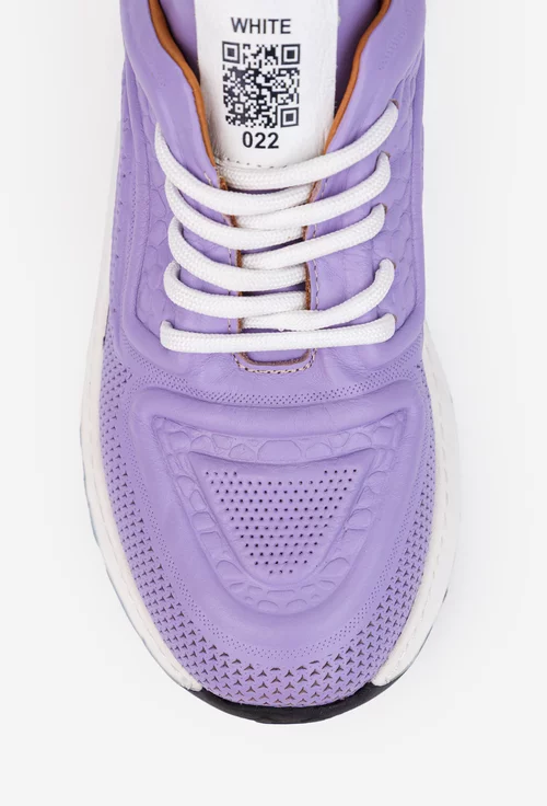 Pantofi dama NUR mov din piele naturala cu model