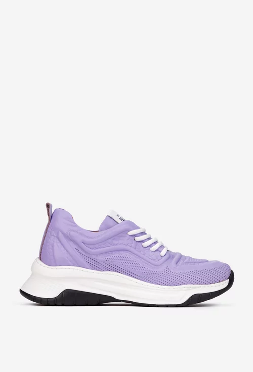 Pantofi dama NUR mov din piele naturala cu model