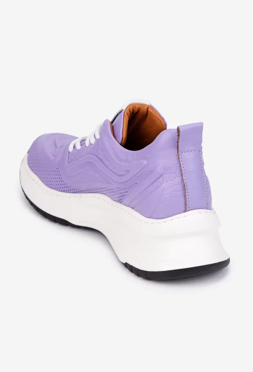 Pantofi dama NUR mov din piele naturala cu model