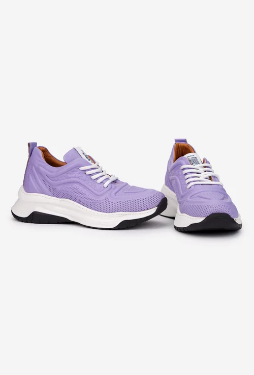 Pantofi dama NUR mov din piele naturala cu model