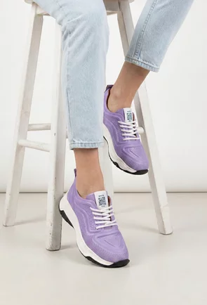 Pantofi dama NUR mov din piele naturala cu model