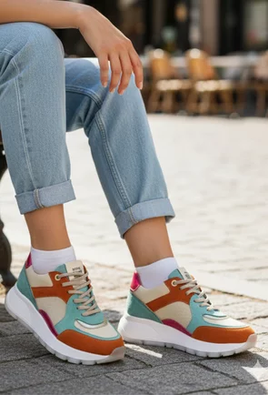 Pantofi dama NUR multicolori din piele