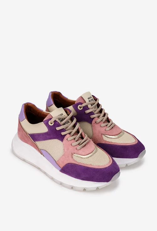 Pantofi dama NUR multicolori din piele cu siret